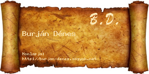 Burján Dénes névjegykártya